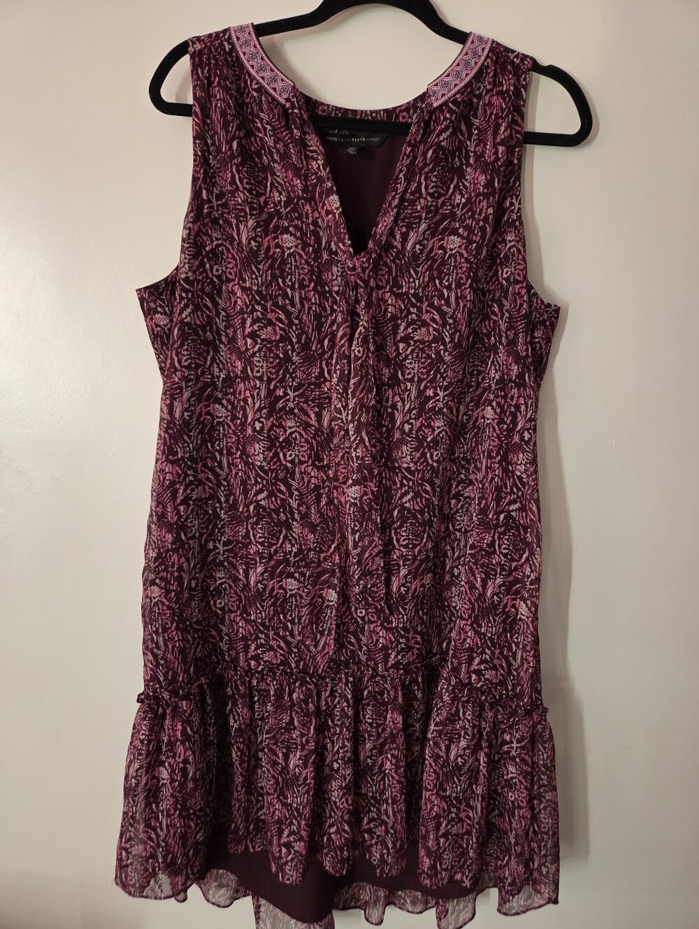 White House Black Market Sleeveless Pink Floral Drop-Waist Hi/Lo Dress